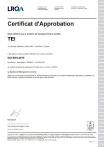 TEI_ISO9001_FR_2023 Certificat ISO9001 de TEI
